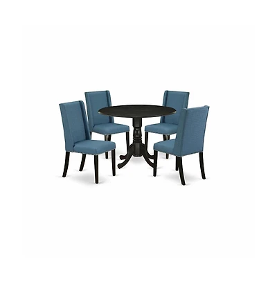 East West Furniture Dining Room Set Wirebrushed Black