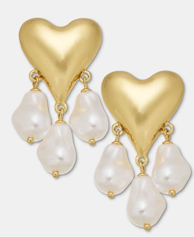 I.n.c. International Concepts Imitation Pearl Charm Heart Drop Earrings, Macy's Exclusive