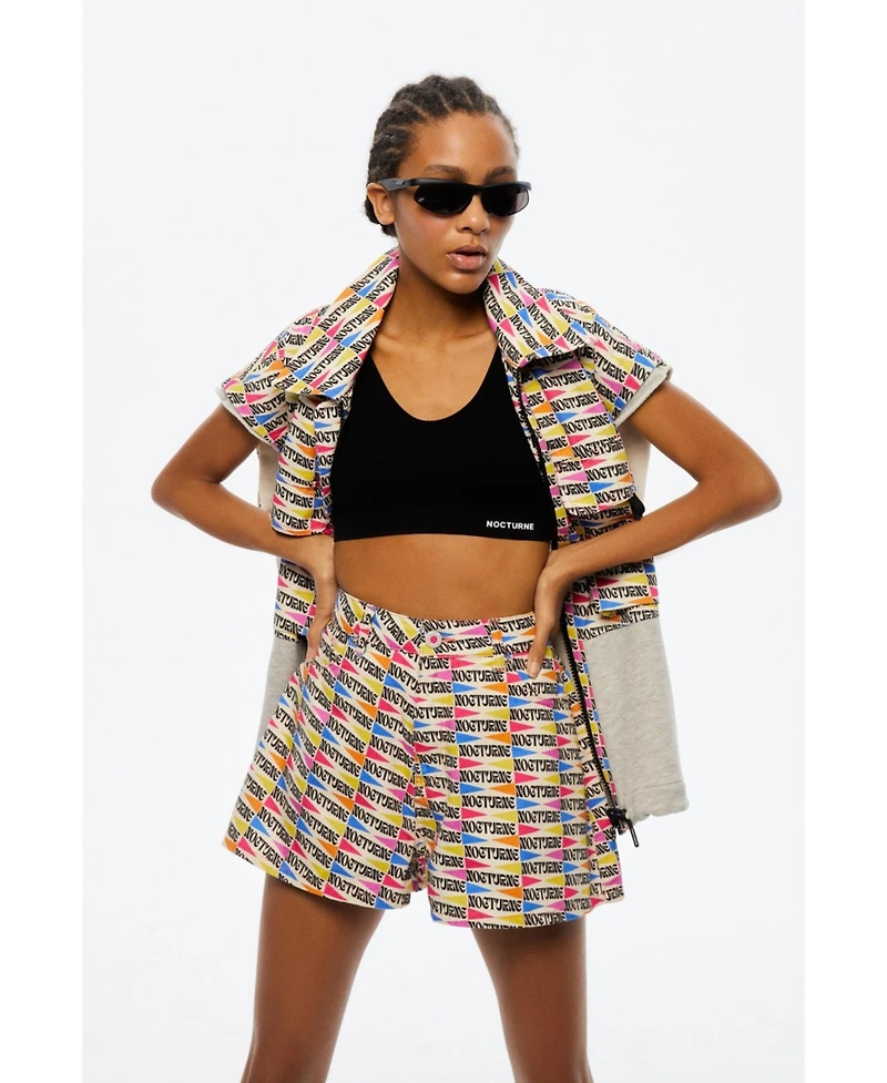 Nocturne Women's Zipper Detailed Patterned Mini Shorts