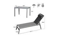 Clihome Patio Chaise Lounge Set of 3,Woven Patio Conversation Set with Gray