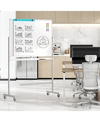 48"x36" Mobile Magnetic Double-Sided Reversible Whiteboard Height Adjust