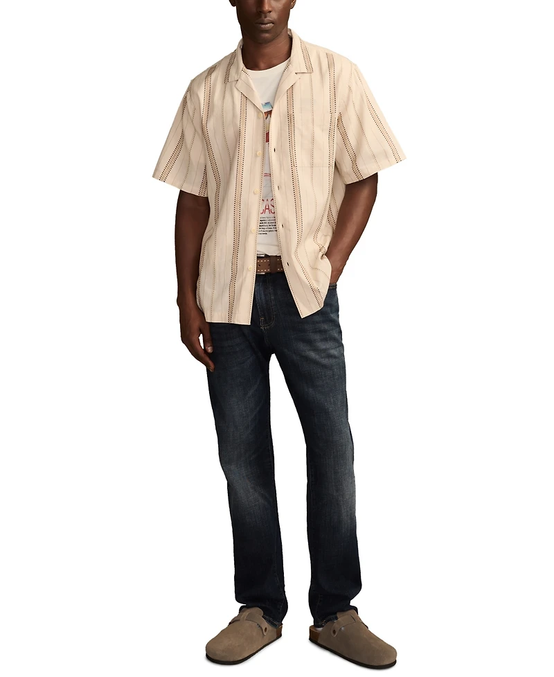 Lucky Brand Men's Textured Stripe Short Sleeve Shirt