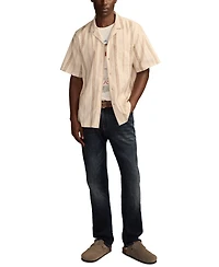 Lucky Brand Men's Textured Stripe Short Sleeve Shirt