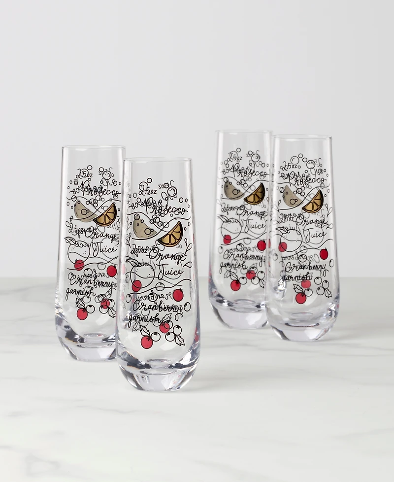 Kate Spade Make Merry Stemless Flutes, Set of 4