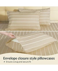 4PC Striped Silky Soft Cooling Deep Pocket Performance Sheet Set