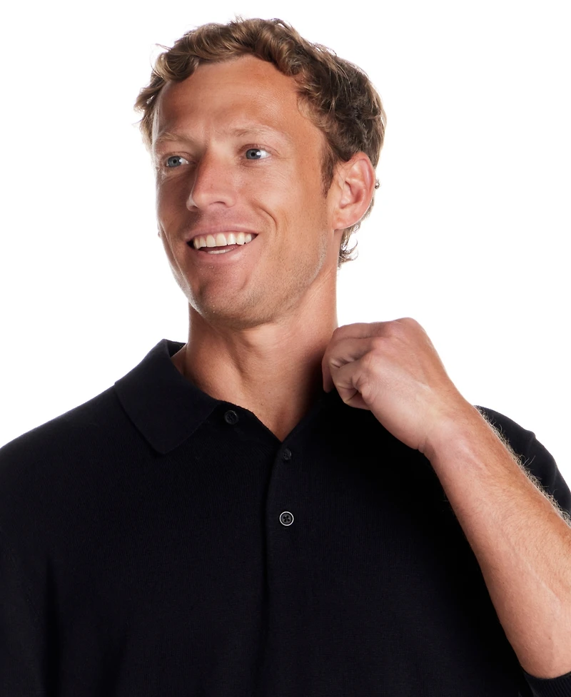 Weatherproof Vintage Men's Cotton Cashmere Long Sleeve Polo Sweater