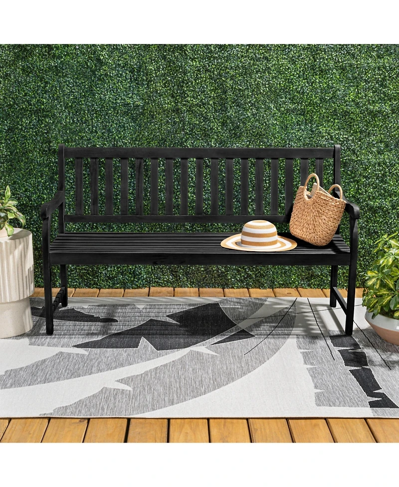Jonathan Y Laurel 59.1" 3-Seat Slat-Back 600-Lbs Support Acacia Wood Outdoor Garden Patio Bench