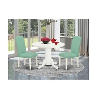 East West Furniture Dining Room Set Linen White