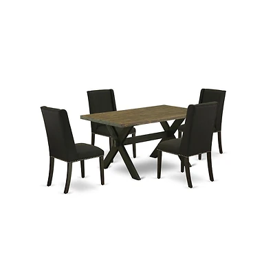 East West Furniture 5-Piece Dining Set Included 4 Dining Chair Upholstered Nail Head Seat and Stylish Chair Back and Rectangular Kitchen Dining Table