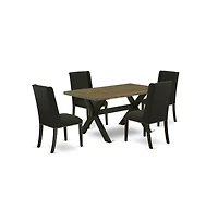 East West Furniture 5-Piece Dining Set Included 4 Dining Chair Upholstered Nail Head Seat and Stylish Chair Back and Rectangular Kitchen Dining Table