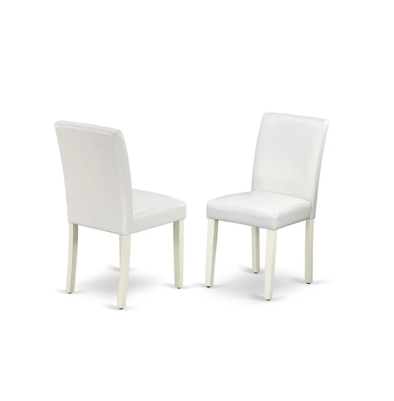 East West Furniture 7-Piece Beautiful Modern Dining Table Set an Excellent Linen White rectangular Table Top and 6 Beautiful Pu Leather Parson Dining