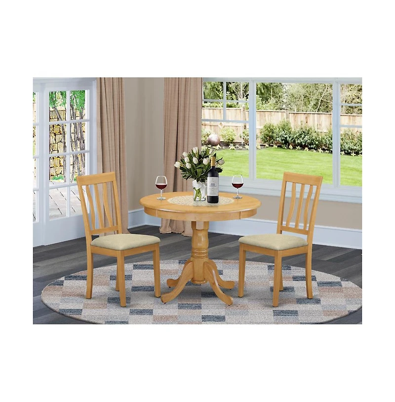 East West Furniture 3 Pc Kitchen Table set-small Kitchen Table plus 2 Dining Chairs