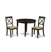 East West Furniture 3 Pc small Kitchen Table set-round Table and 2 Dining Chairs