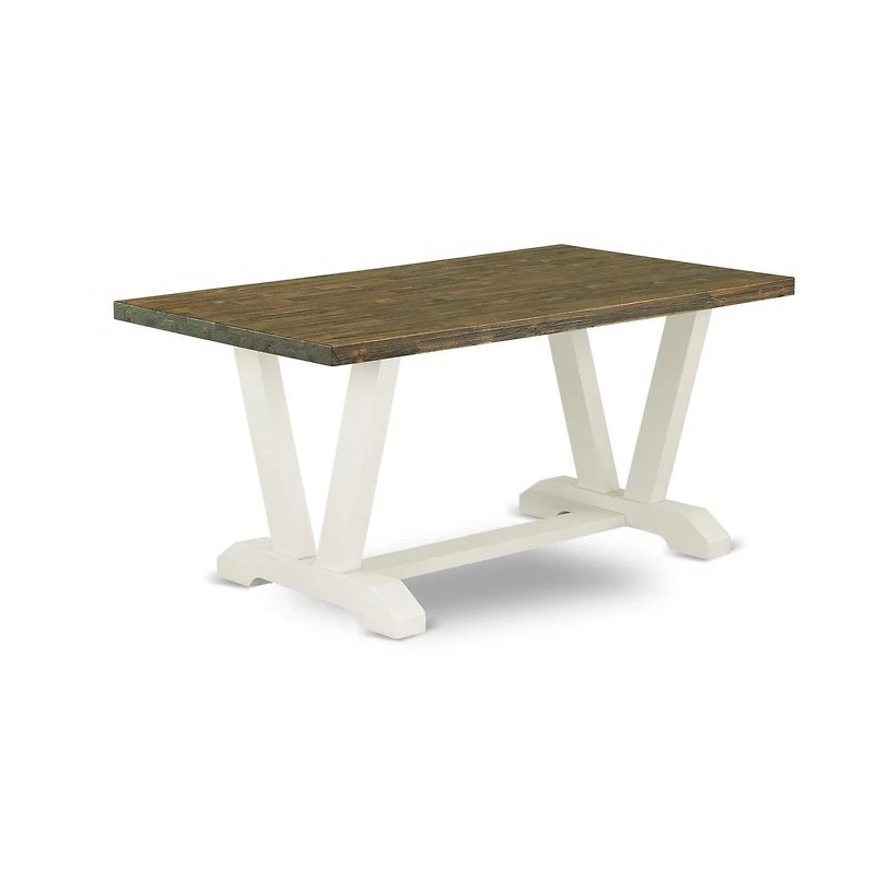 East West Furniture 5-Piece Awesome Dining Set a Good Distressed Jacobean dining table Top and 4 Lovely Pu Leather Parson Chairs with Stylish Chair Ba