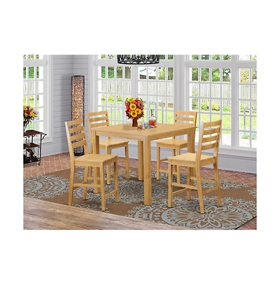 East West Furniture 5 Pc Counter height Table set-Counter height Square Table and 4 Stools