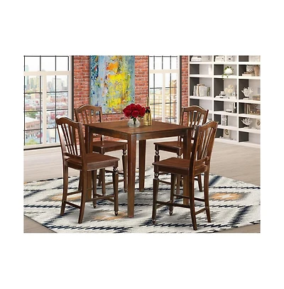 East West Furniture 5 Pc pub Table set - Kitchen dinette Table and 4 Kitchen bar stool.