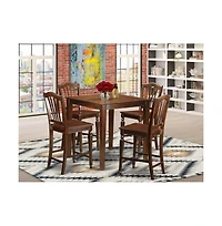 East West Furniture 5 Pc pub Table set - Kitchen dinette Table and 4 Kitchen bar stool.