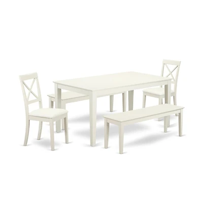 East West Furniture Dining Room Set Linen White