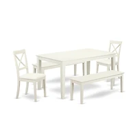 East West Furniture Dining Room Set Linen White