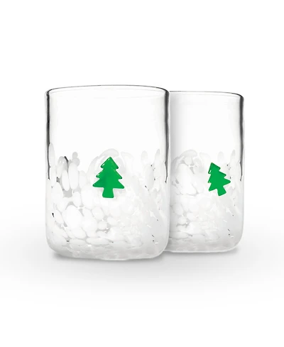 Godinger Christmas Tree Double Old-Fashioned Glasses, Set of 2