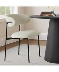 Maison Boucle 3-Piece 35" Round Black Dining Table Set with Cone Base and 2 Blue Upholstered Curved Back Chairs, Modern Small Space Dining-Mais