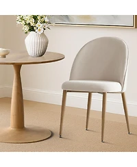 Maison Boucle 3-Piece 34.5 Inch Round Dining Set with Wood-Look Pedestal Table and 2 Upholstered Chairs with Wood-Tone Metal Legs-Maison Boucle