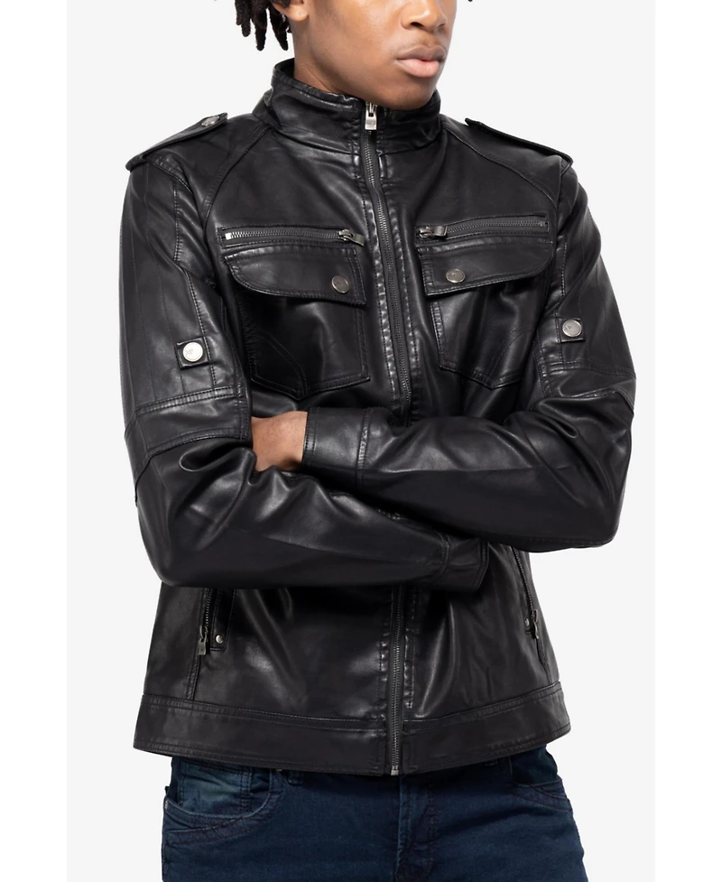 Xray Men's Utility Jacket With Faux Shearling Lining