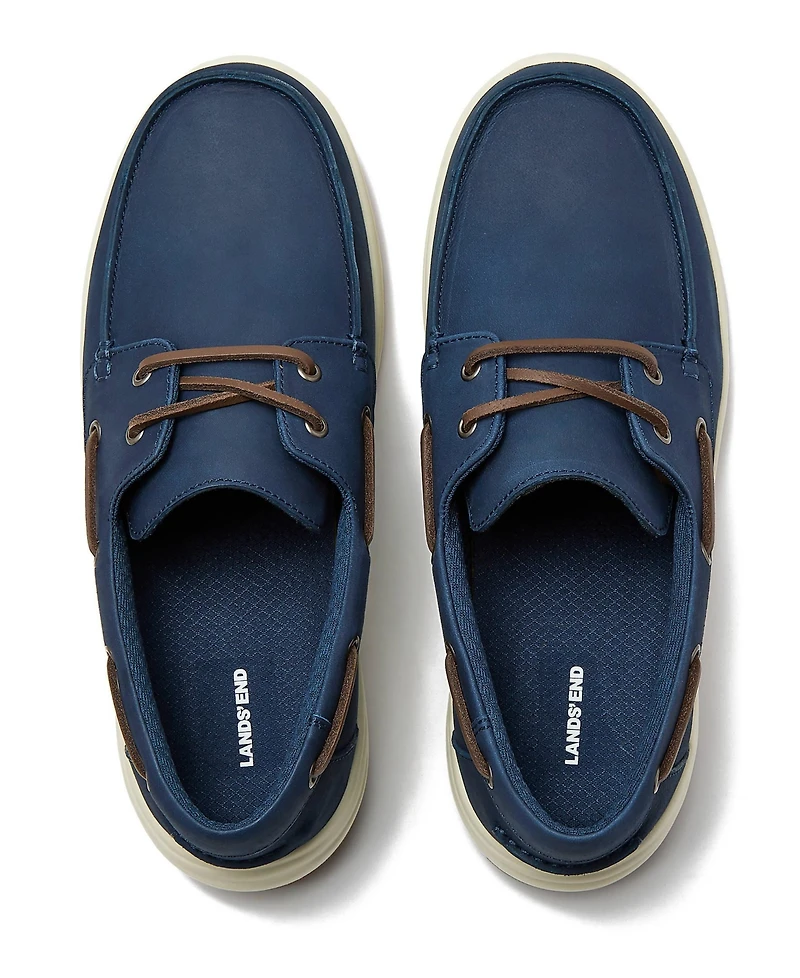 Lands' End Men's Comfort Leather Slip On Boat Shoes