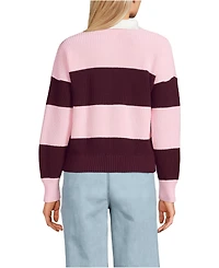 Lands' End Women's Petite Drifter Rugby with Woven Collar Sweater