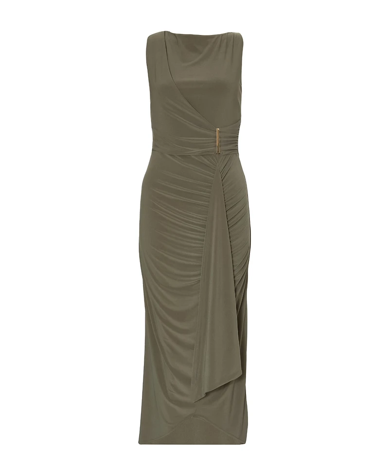Quiz Women's Ity Wrap Maxi Dress with Gold Bar Trim