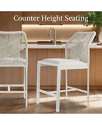 Best Choice Products Set of 2 Indoor Outdoor Counter Height Barstools w/ All-Weather Rope & Aluminum
