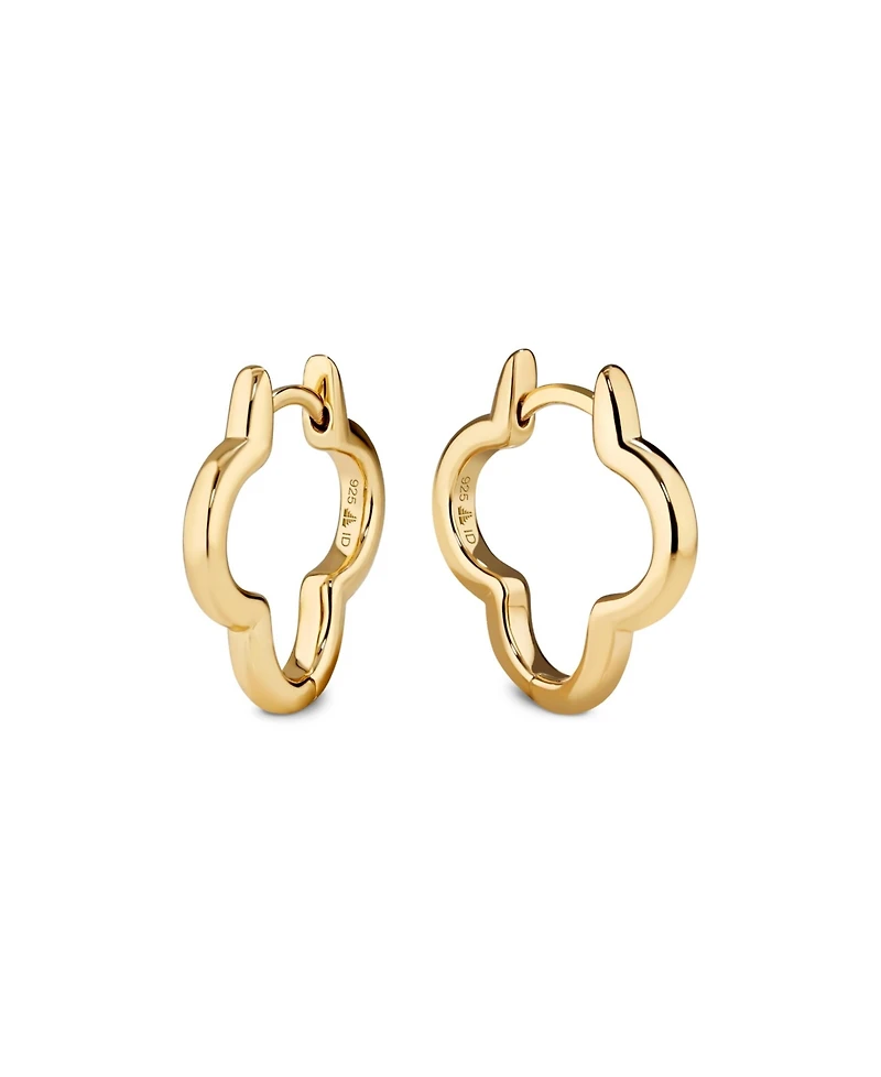 Devata Clover Hoop Earrings in Gold Plated Sterling Silver