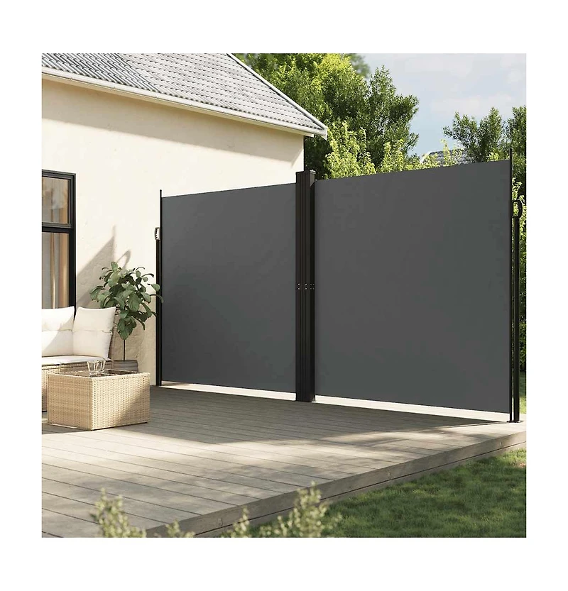 vidaXL Retractable Side Awning Anthracite 100% polyester with a Pu coating
