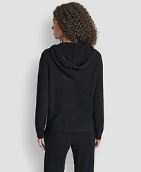 Dkny Women's Feather Yarn Hood Tonal Hoodie