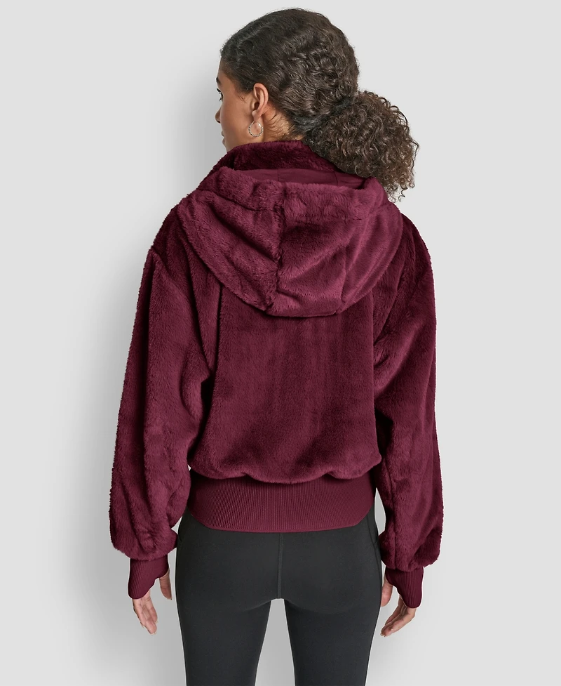 Dkny Sport Women's Faux-Fur Zip-Front Bomber Jacket