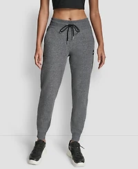Dkny Women's Tonal Logo Patch Rib Trim Side Pockets Jogger