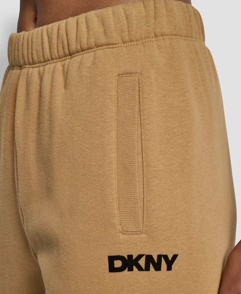 Dkny Women's Flocked Logo Boyfriend Open Leg Pants