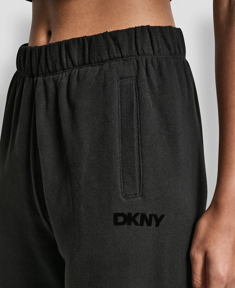 Dkny Women's Flocked Logo Boyfriend Open Leg Pants