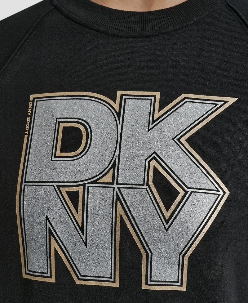 Dkny Women's Mixed Metal Stack Glitter Crewneck Top