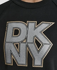 Dkny Women's Mixed Metal Stack Glitter Crewneck Top