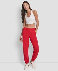 Dkny Women's Exploded Rhinestone Varsity Logo High Rise Relaxed Jogger