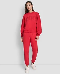 Dkny Women's Exploded Rhinestone Varsity Logo Sweatshirt