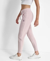 Dkny Women's Tonal Logo Patch Rib Trim Side Pockets Jogger