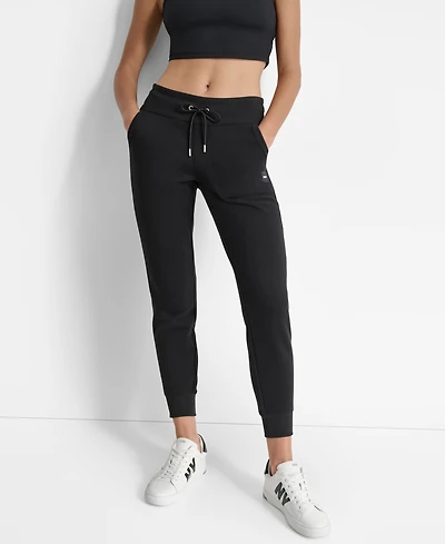 Dkny Women's Tonal Logo Patch Rib Trim Side Pockets Jogger
