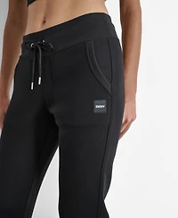 Dkny Women's Tonal Logo Patch Rib Trim Side Pockets Jogger