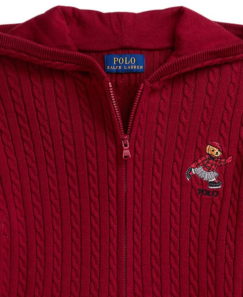 Polo Ralph Lauren Girls 7-16 Long Sleeves Bear Full-Zip Sweater