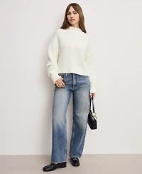 Good American Women's Chunky Knit Mock Neck Sweater