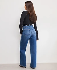 Good American Women's Soft Tech Skate Wide Leg Jeans, Regular and Plus
