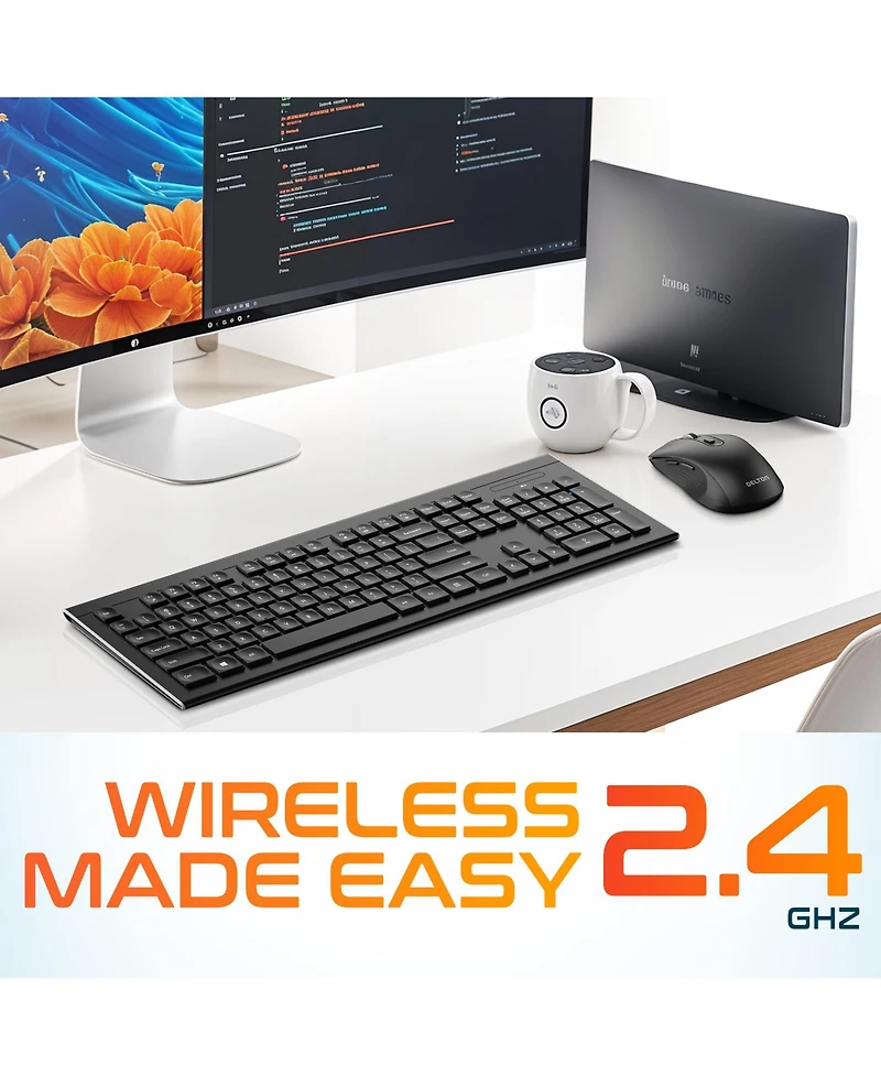 Delton Wireless Keyboard & Mouse 2 Pcs, Compatible with Pc, Laptops (DKBMKIT2-wb)
