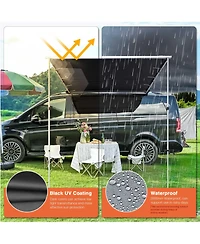 Yescom Semi-Automatic Retractable 6.6'x8.4' Vehicle Awning with Blackout Coating Motor Car Side Roof Rack Overlanding Sun Shade for Outdoor Camping Tr
